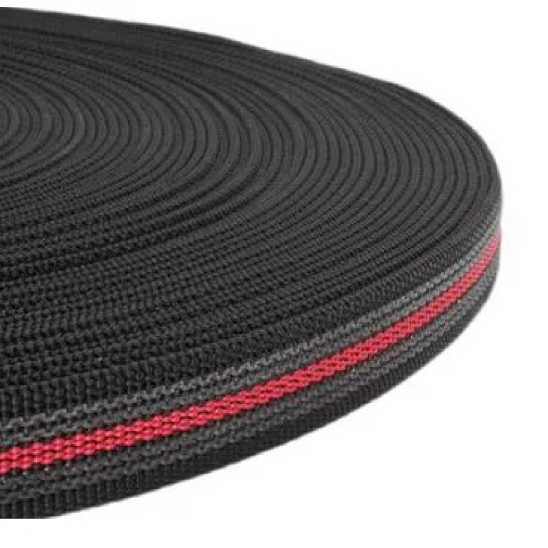 PP band met rubber profiel 20 mm zwart met rood